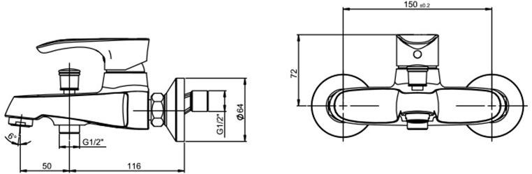 Paini Palermo PACR111KM смеситель для ванны  - Вид №3