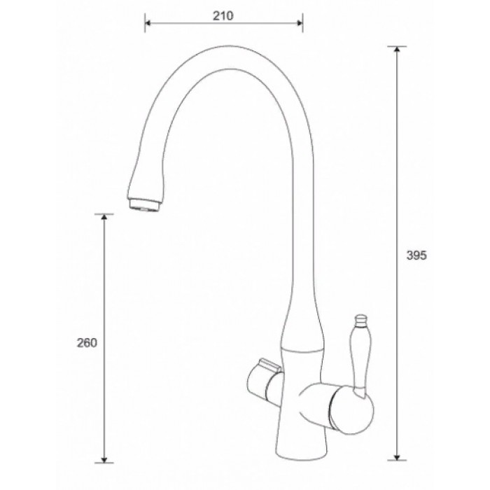 Zorg ZR 339 YF BR Смеситель для кухни Zorg 395х210 мм  - Вид №2