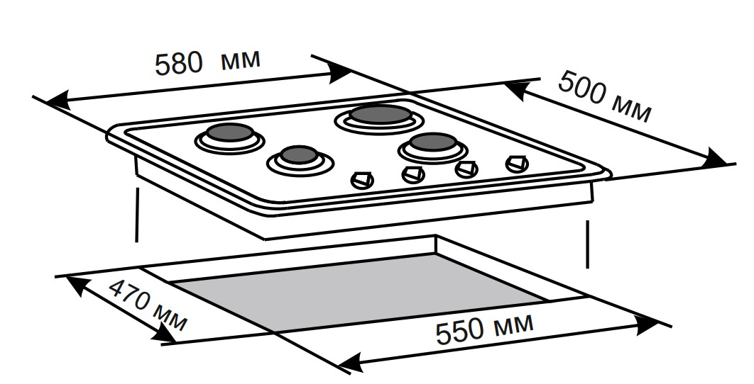 8121701 Газовая варочная поверхность De Luxe 5840.00гмв-052чр STDN-0098335 - Вид №5