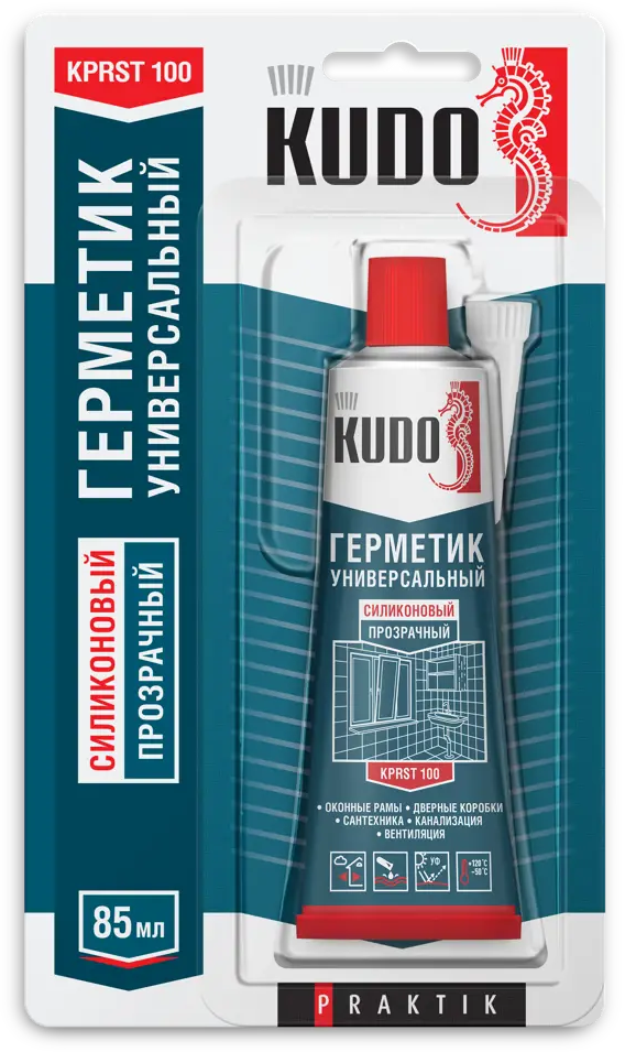 Универсальный силиконовый герметик Kudo Praktik прозрачный 85 мл 84579983