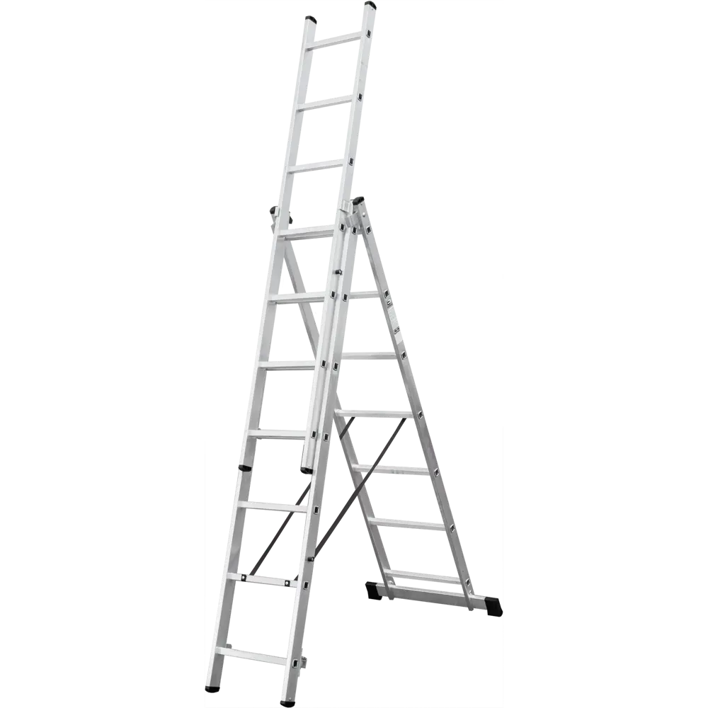 Лестница раскладная выдвижная 3-секционная Standers до 3.08 м 7 ступеней STLM-2151640 - Вид №1