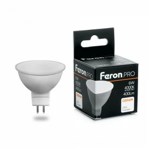 Лампа светодиодная Feron.PRO GU10 6W 6400K OSRAM LED LB-1606 38088 FERON  00-3956764 Матовый