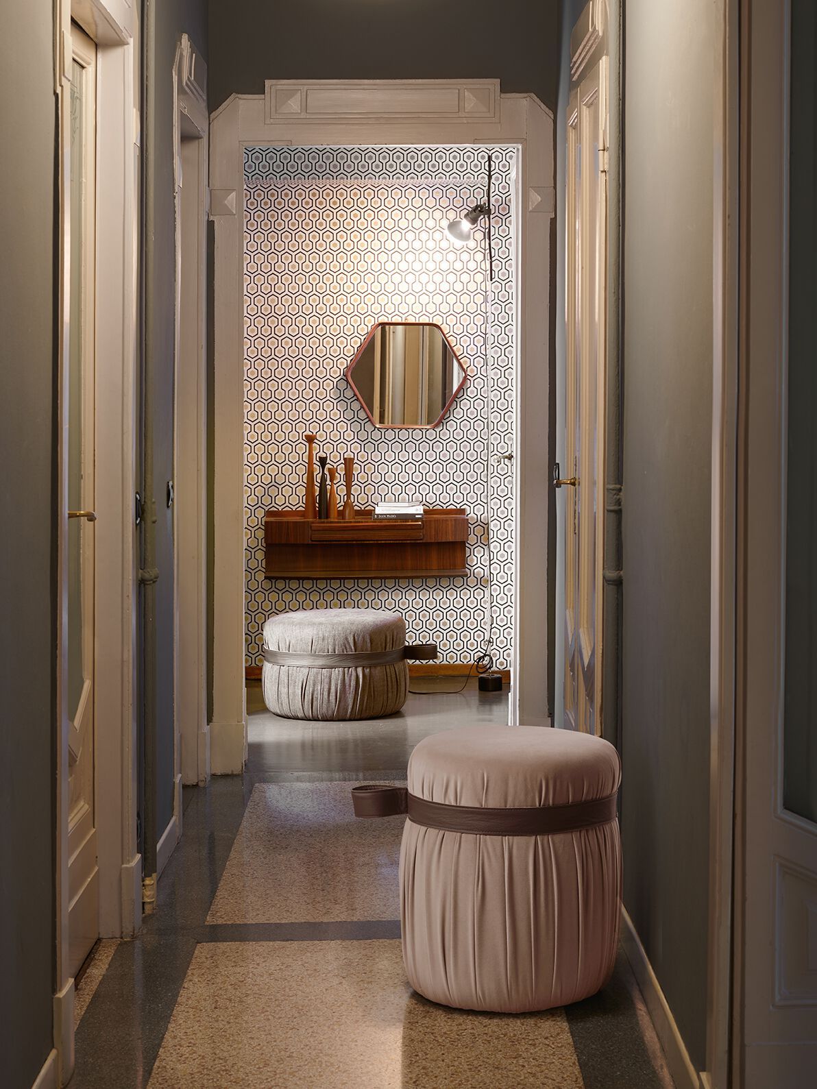 Круглый пуф из ткани Potocco Herm ARCH-00051060 - Вид №1