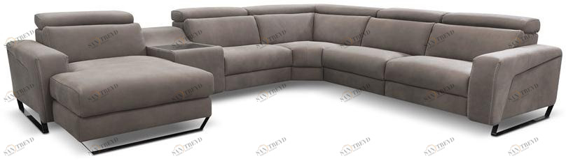 Rossini Sofas Кожаный угловой диван-кровать с шезлонгом sun-id-1409345