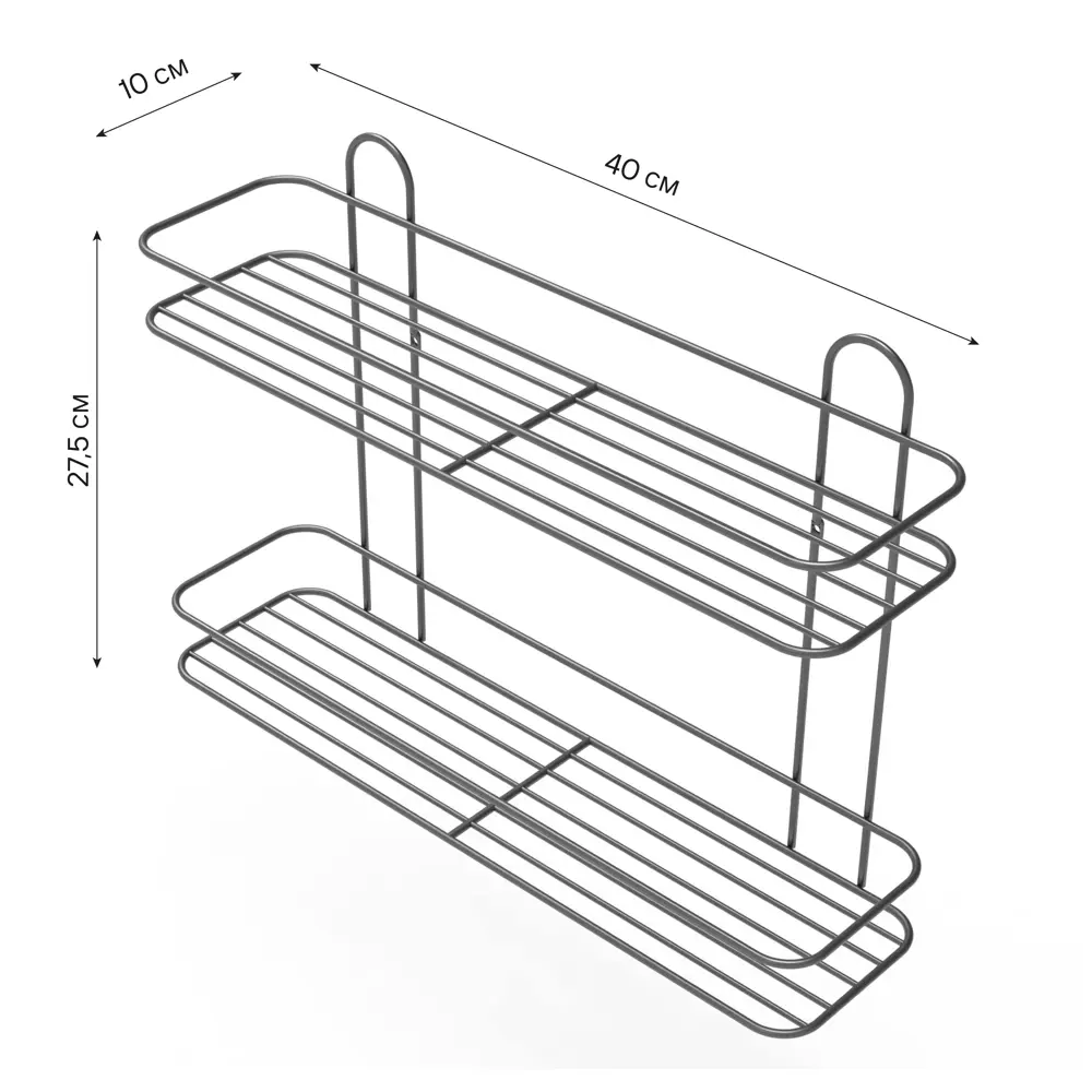 Полка для ванной Lemer Rhine двухъярусная 10x40 см металл цвет графит STLM-2043181 - Вид №7