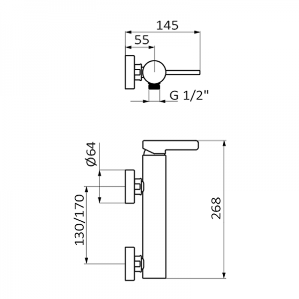 74328742 PREMIUM Черный смеситель для душа Черный GRB MIXERS AXIS - Вид №1