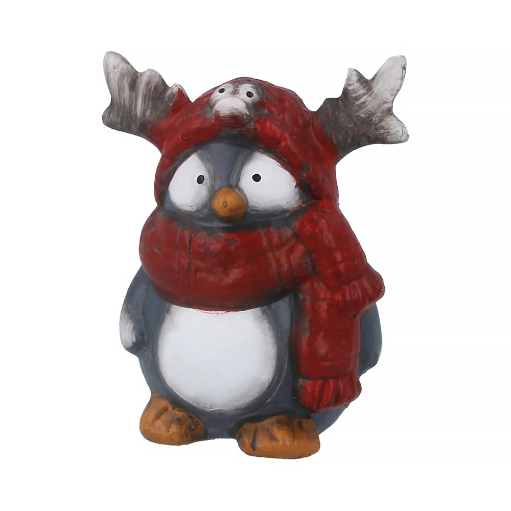 18053 Пингвин "Рогатик" в красном шарфе 8 х 6 х 9 см Santreyd 
