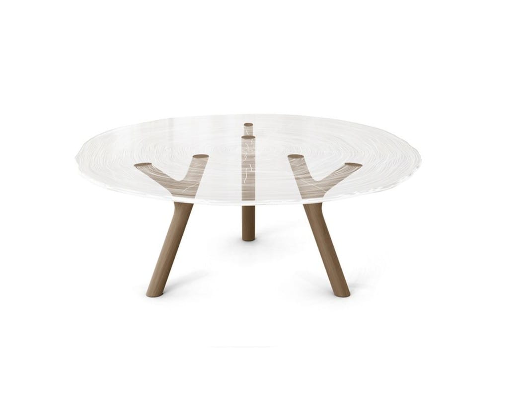 Круглый журнальный столик с дубовым основанием и столешницей из Altuglas® ROCHE BOBOIS PLEXIWOOD ARCH-00098661 - Вид №1
