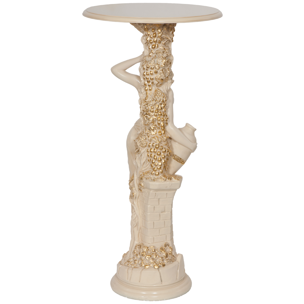 13055 BOGACHO Подставка декоративная Девушка с кувшином Айвори мрамор / ЛМДФ 11486  - Вид №5
