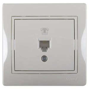 Розетка Lezard Mira, евро, телефонная, с вставкой, кремовая