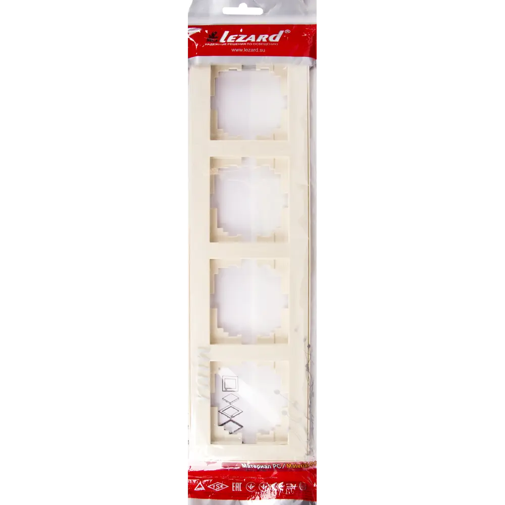 Рамка для розеток и выключателей Lezard Rain горизонтальная 4 поста цвет бежевый STLM-2039865 - Вид №4