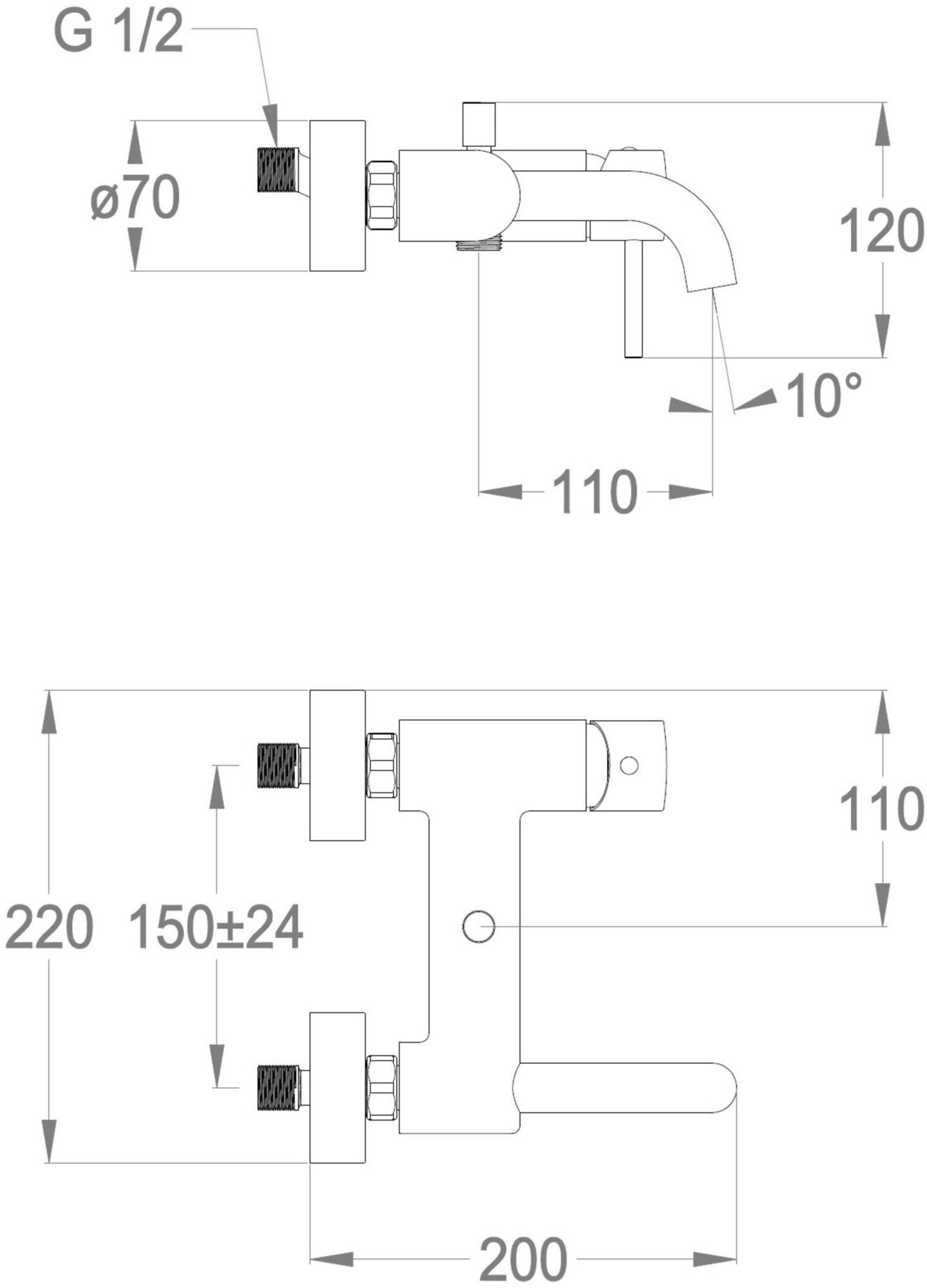 Fir Italia Смеситель для ванны настенный из латуни с переключателем Cleo 84 8434000 - Вид №1