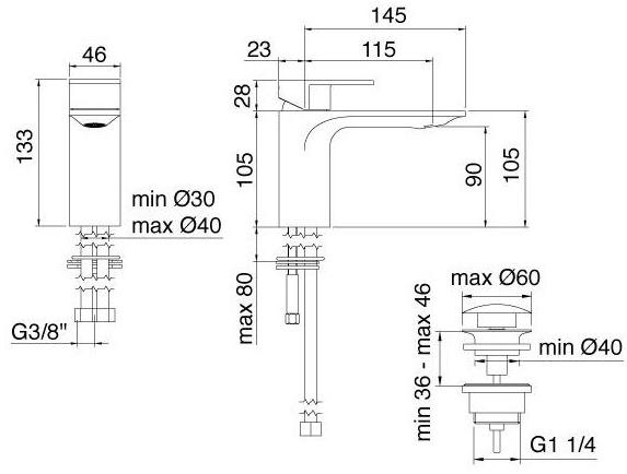 Rubinetterie Treemme Смеситель для умывальника, однорычажный Ran 2210 - Вид №10