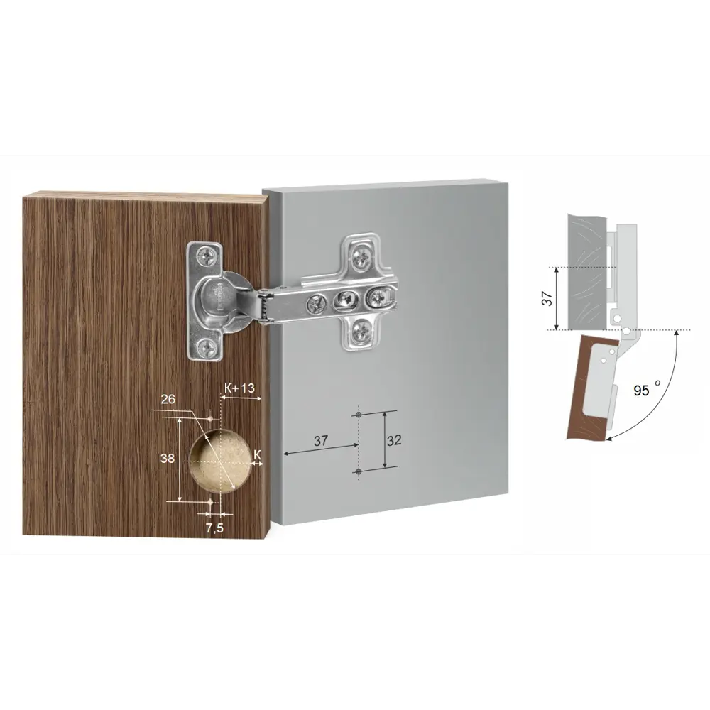 Накладная мебельная петля Santreyd Slide-on с углом открывания 95° 18652867 STLM-0011885 - Вид №4