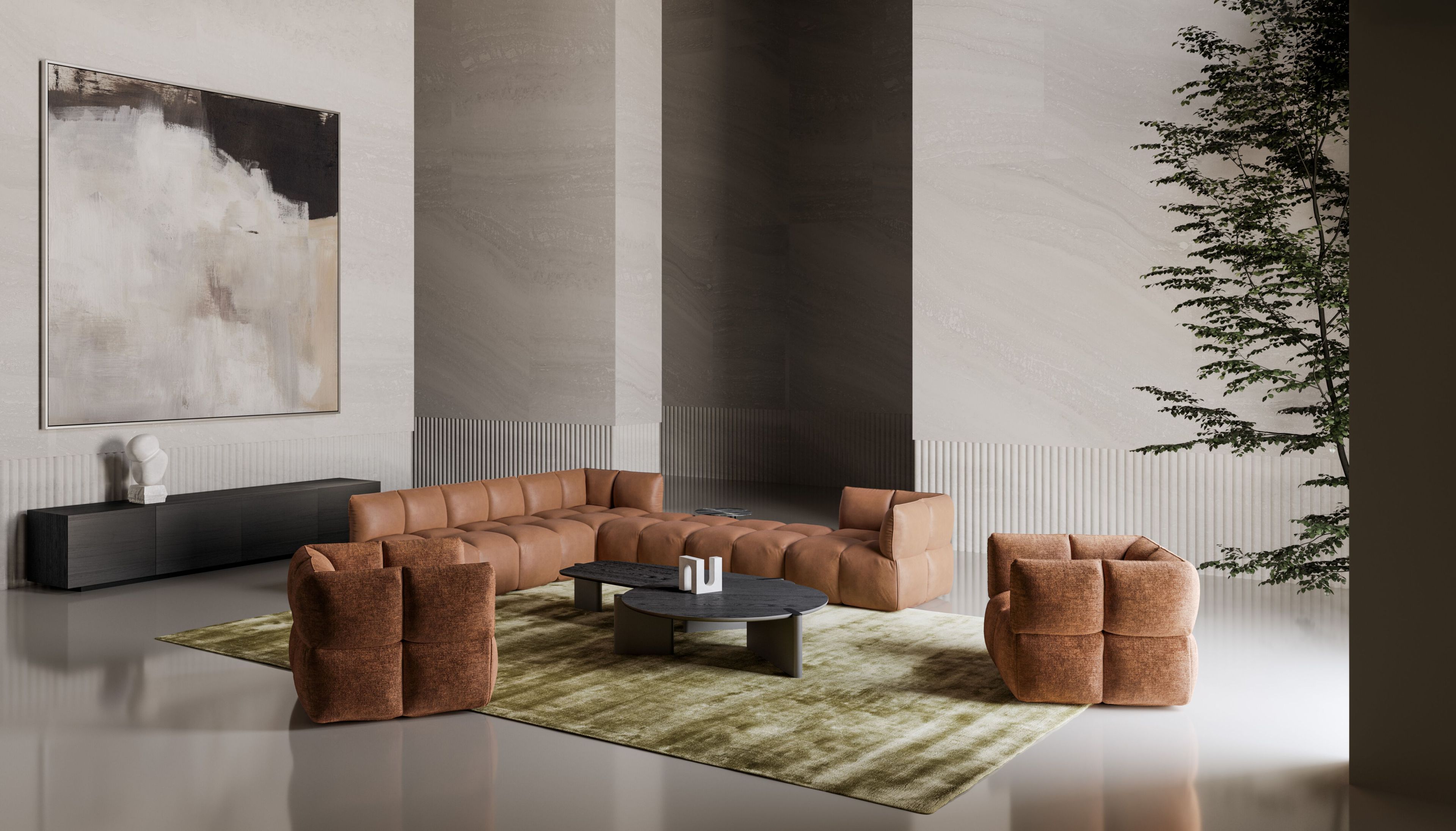 Кожаный модульный диван BONALDO Brik ARCH-00137692 - Вид №1