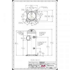 Danfoss H серия — Герметичные спиральные компрессоры, R410A HCJ091T4LC8 Компрессор спиральный 121L3118