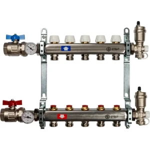 Коллектор Stout на 5 выходов 3/4"x3/4" нержавеющая сталь 84868385 STLM-2117624