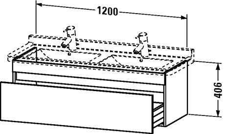 DS639005353 Тумбочка подвесная DuraStyle #DS6390 1200 x 470 мм Каштан темный, декор Duravit - Вид №1