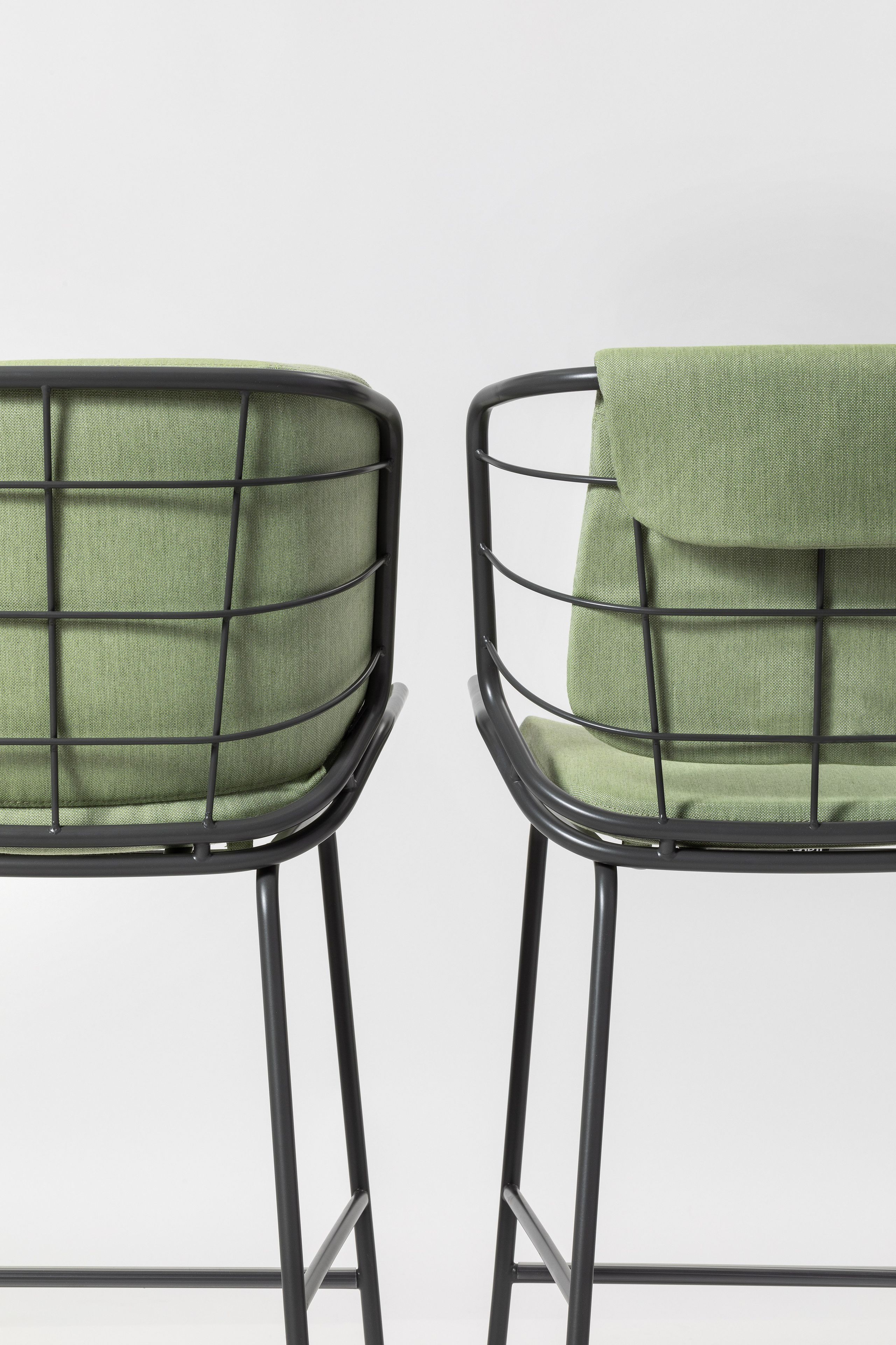 Металлический мягкий табурет с подставкой для ног со спинкой TrabA' Кожа ARCH-00045469 - Вид №25