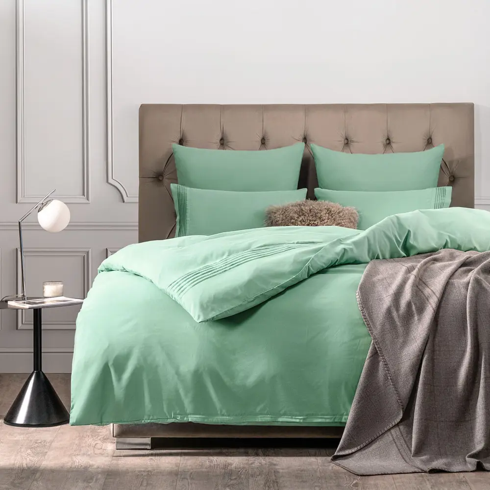 91475470 Комплект постельного белья Sleep iX Миоко pva942019 евро, бамбук, зеленый STLM-1070307