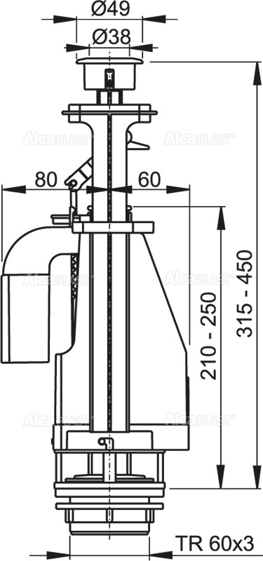 Сливной механизм с двойной кнопкой ALCAPLAST A08A - Вид №1