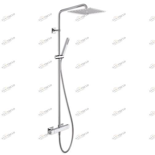 CRIQD485 Внешний термостатический смеситель для душа "Cold Touch" с поворотной стойкой, верхний душ SANDWICH SPECIAL 25 x 25 см, ручной душ против известкового налета со скользящей штангой и гибкий шланг LONG LIFE Cristina Rubinetterie 