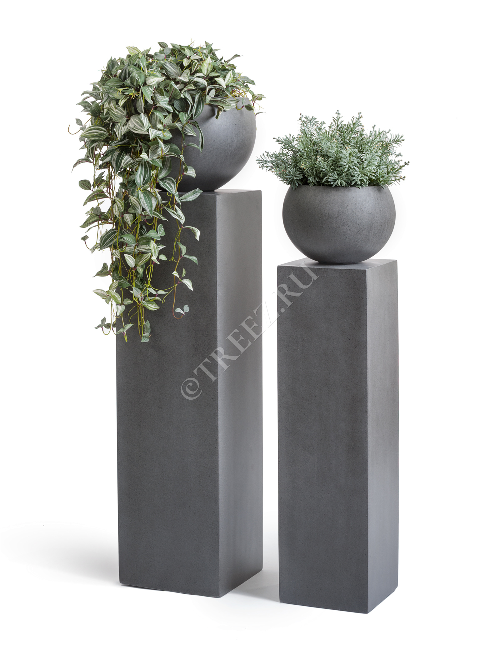 41.3318-02-018-GR-43 Кашпо  Effectory - серия Beton - Полусфера - Тёмно-серый бетон Цветочная коллекция  - Вид №8