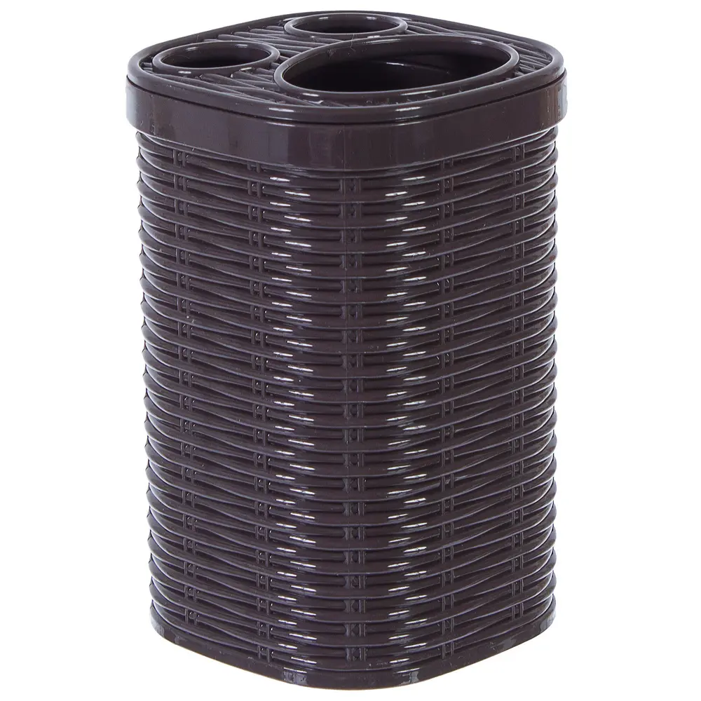 Стакан для зубных щёток настольный Swensa «Rotang» пластик цвет темно-коричневый STLM-2121953