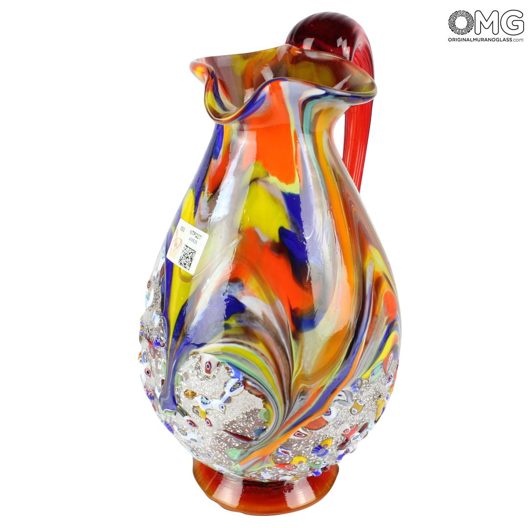 595 ORIGINALMURANOGLASS Кувшин для воды и вина Murrine Giallo rosso - муранское стекло OMG 17 см  - Вид №1