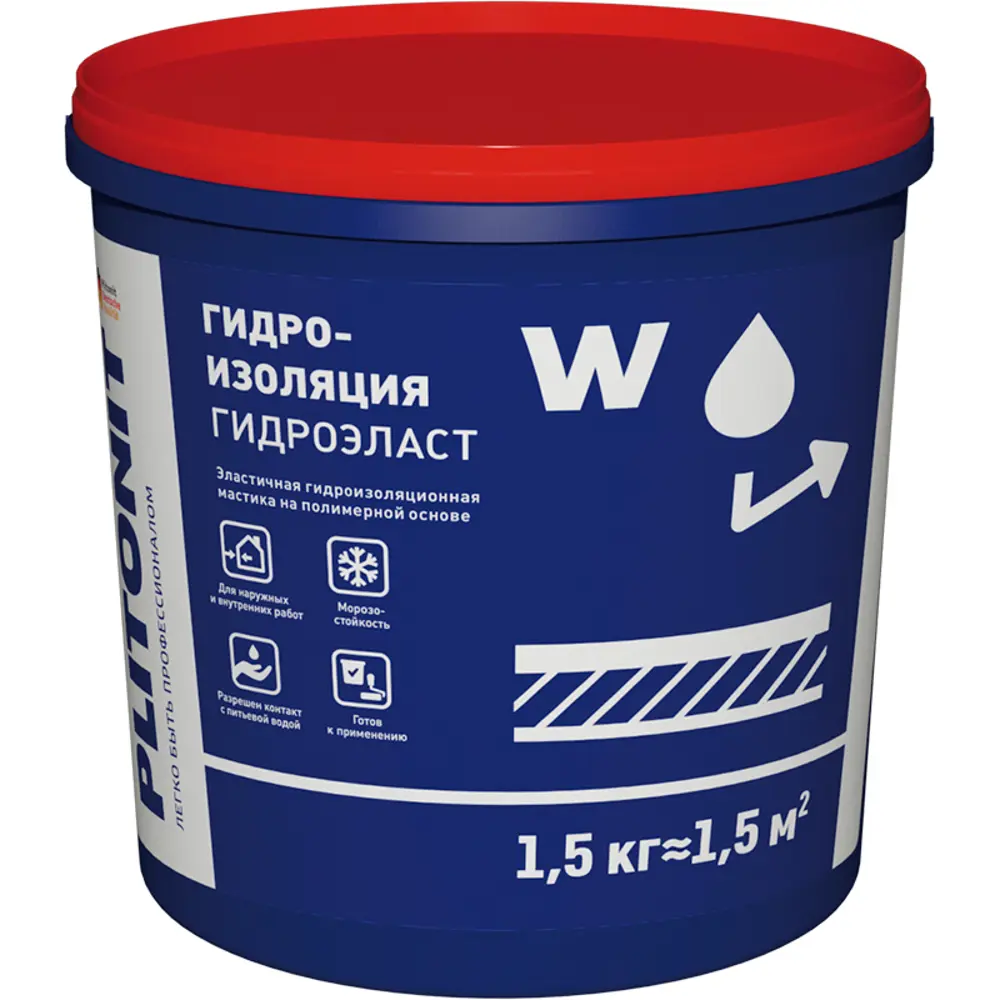 Гидроизоляция Plitonit ГидроЭласт, на полимерной основе, 1.5 кг Без серии STLM-2049337