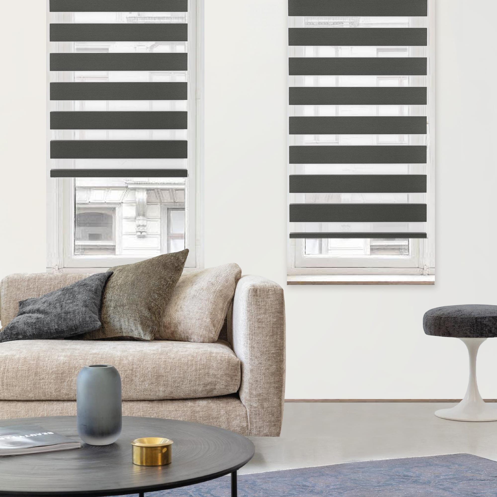 82614440 Штора рулонная день-ночь Miamoza Silver 55x160 см, цвет графит Santreyd  - Вид №2