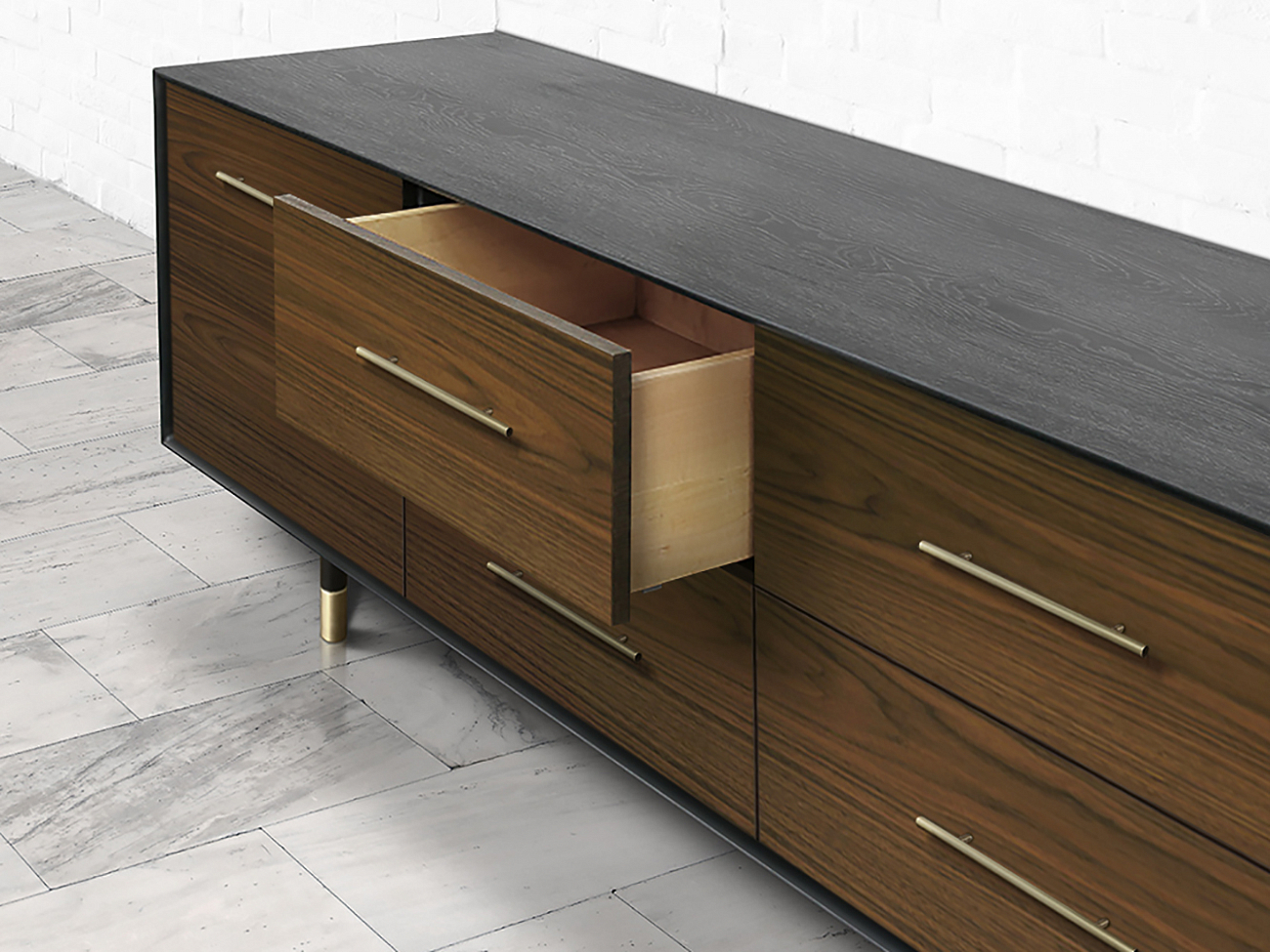 Тумба длинная с 4 ящиками американский орех Impala ACWD IMPALA 00-3981927 Коричневый  - Вид №1