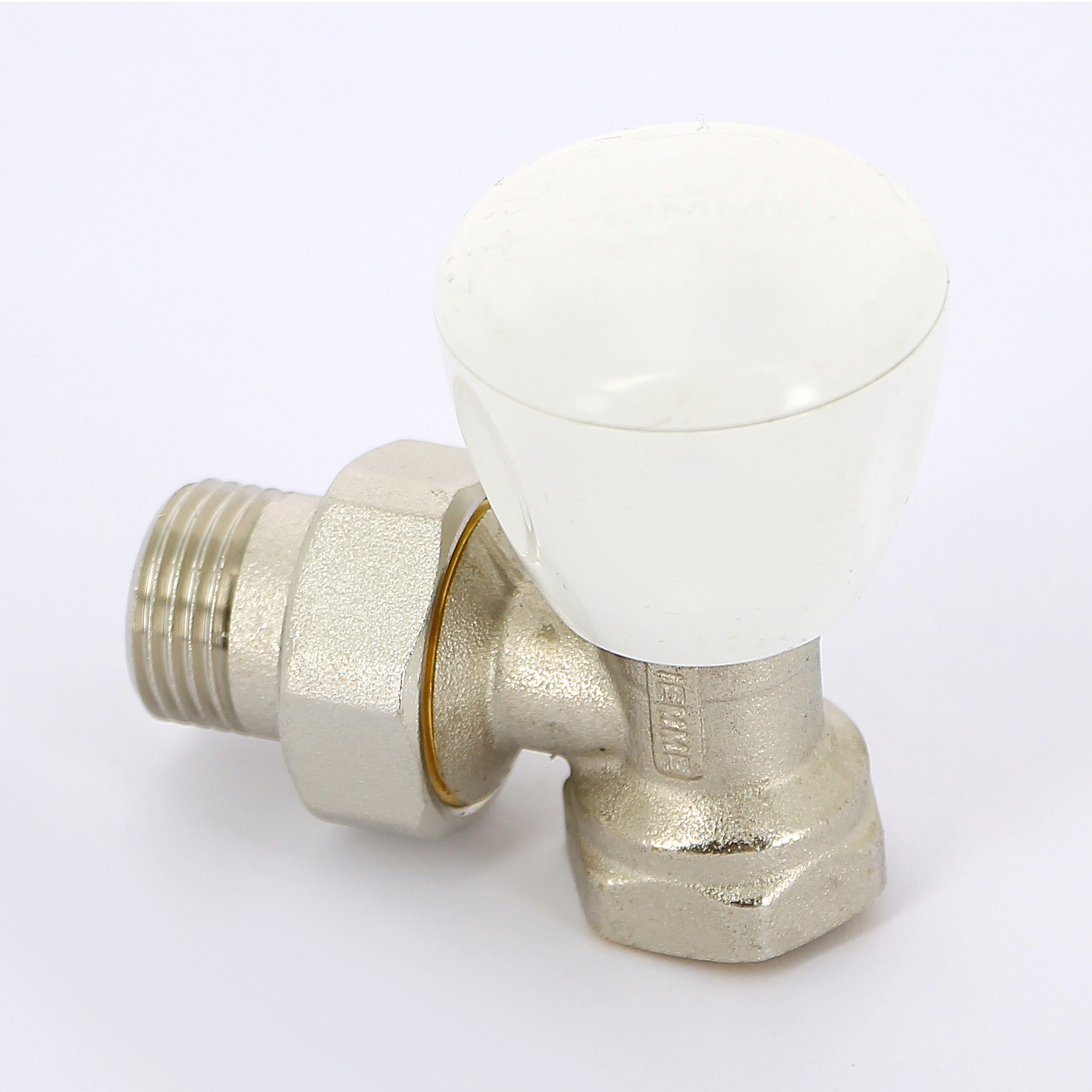 Вентиль НВ угловой для радиаторов термостатический 3308 с разъемным соединением TIEMME 1/2" под стальные трубы с крышкой 3300001 - Вид №1