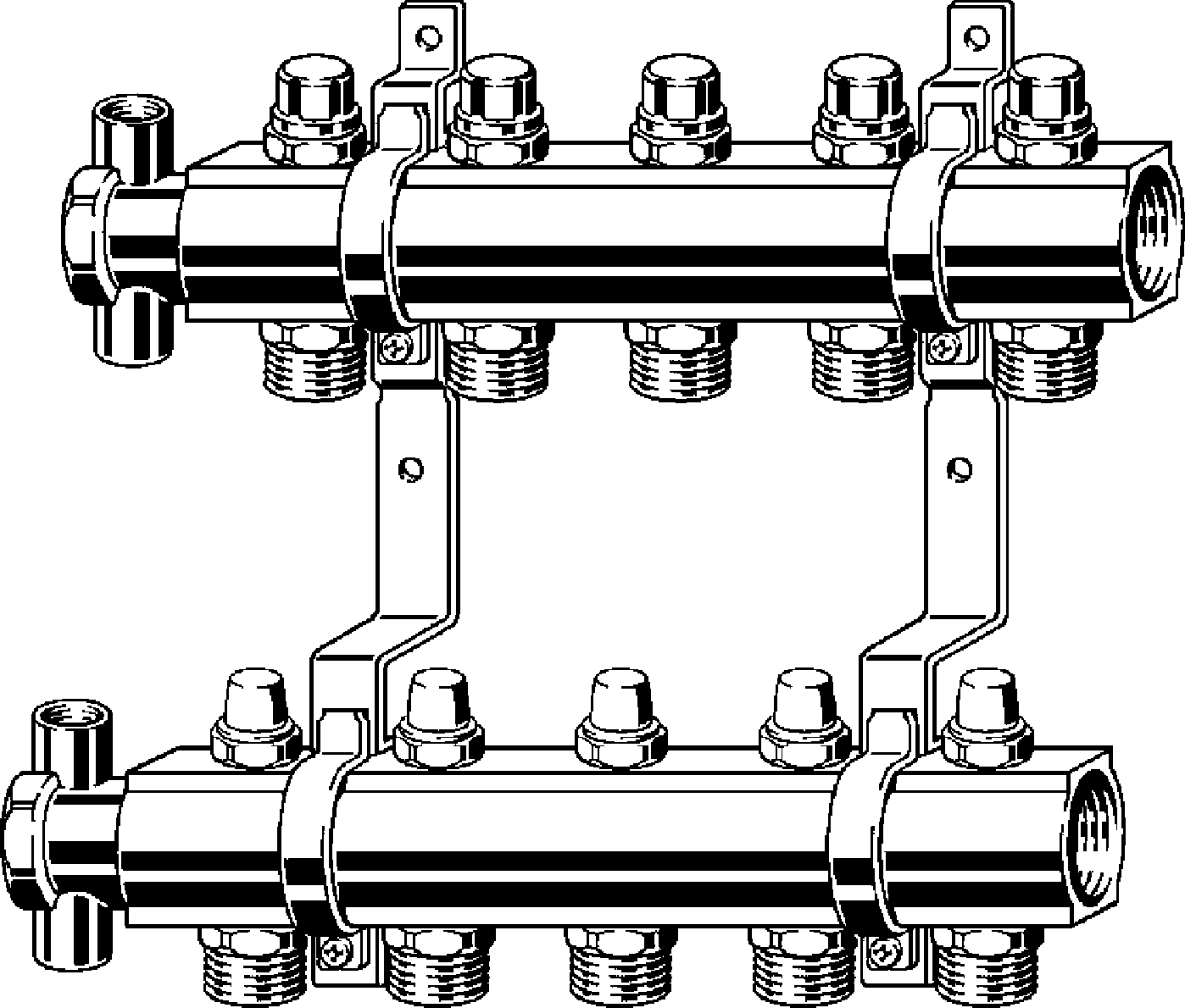 345 099 1) Модель 1002 Трубопроводные системы  Fonterra панельное отопление  Коллекторы  Латунь Santreyd  - Вид №1