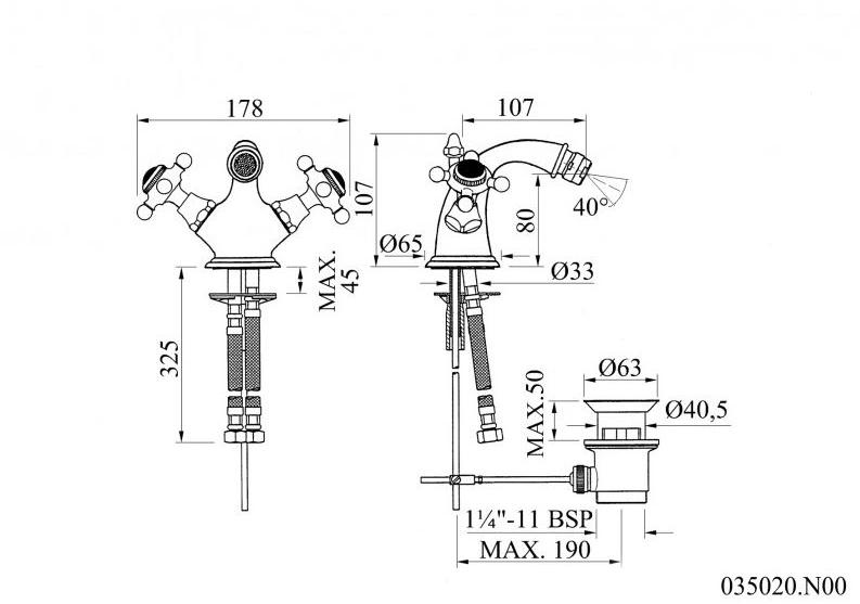 Bronces Mestre Смеситель для биде с регулируемым изливом Retro 035020.n00.50 - Вид №1