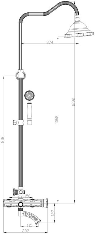 Душевая стойка ZorG Antic A 103DS-BR, бронза - Вид №1