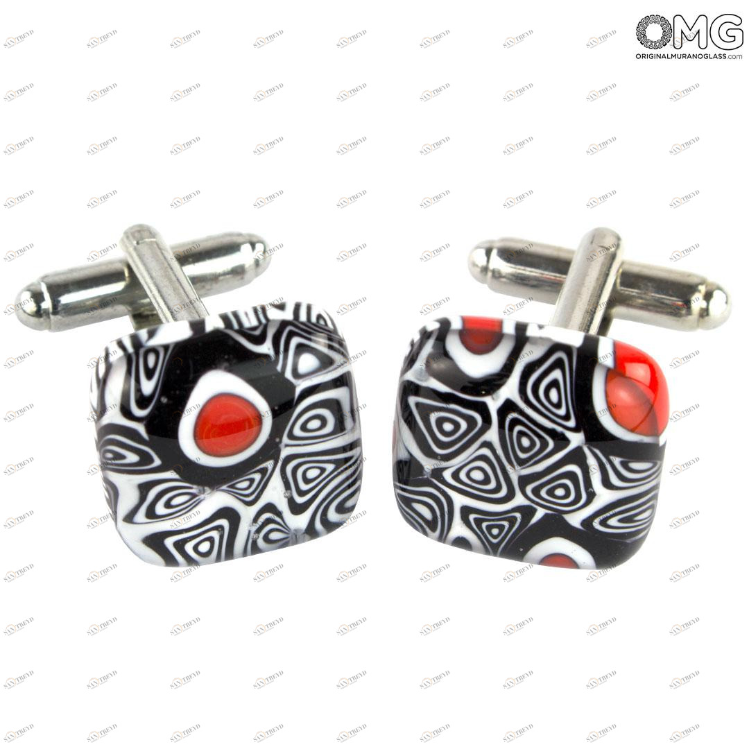 3987 ORIGINALMURANOGLASS Запонки Миллефиори - муранское стекло OMG 1 см 