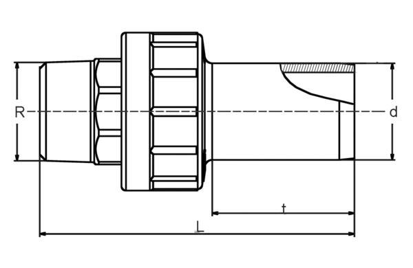 SANIT 772220500 Универсальный адаптер преобразования ПЭВП / латунь с наружной резьбой и раструб PE  - Вид №1