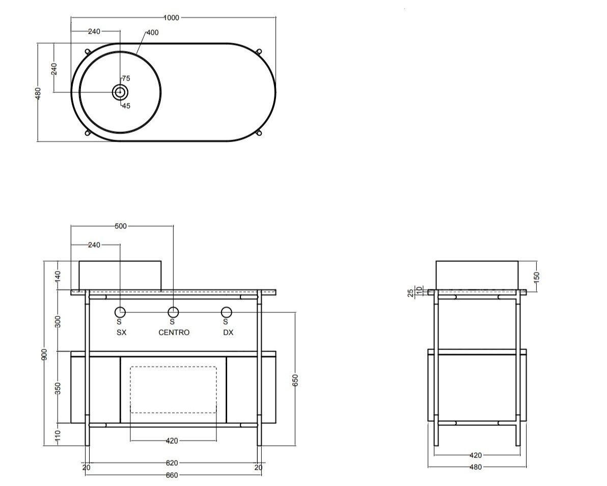 Деревянный умывальник с ящиками Axa Mate ARCH-00003472 - Вид №5