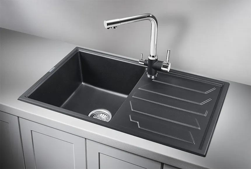 8002, ШВАРЦ (чёрный металлик), кухонная мойка, кварц GRANULA 8002-ST220