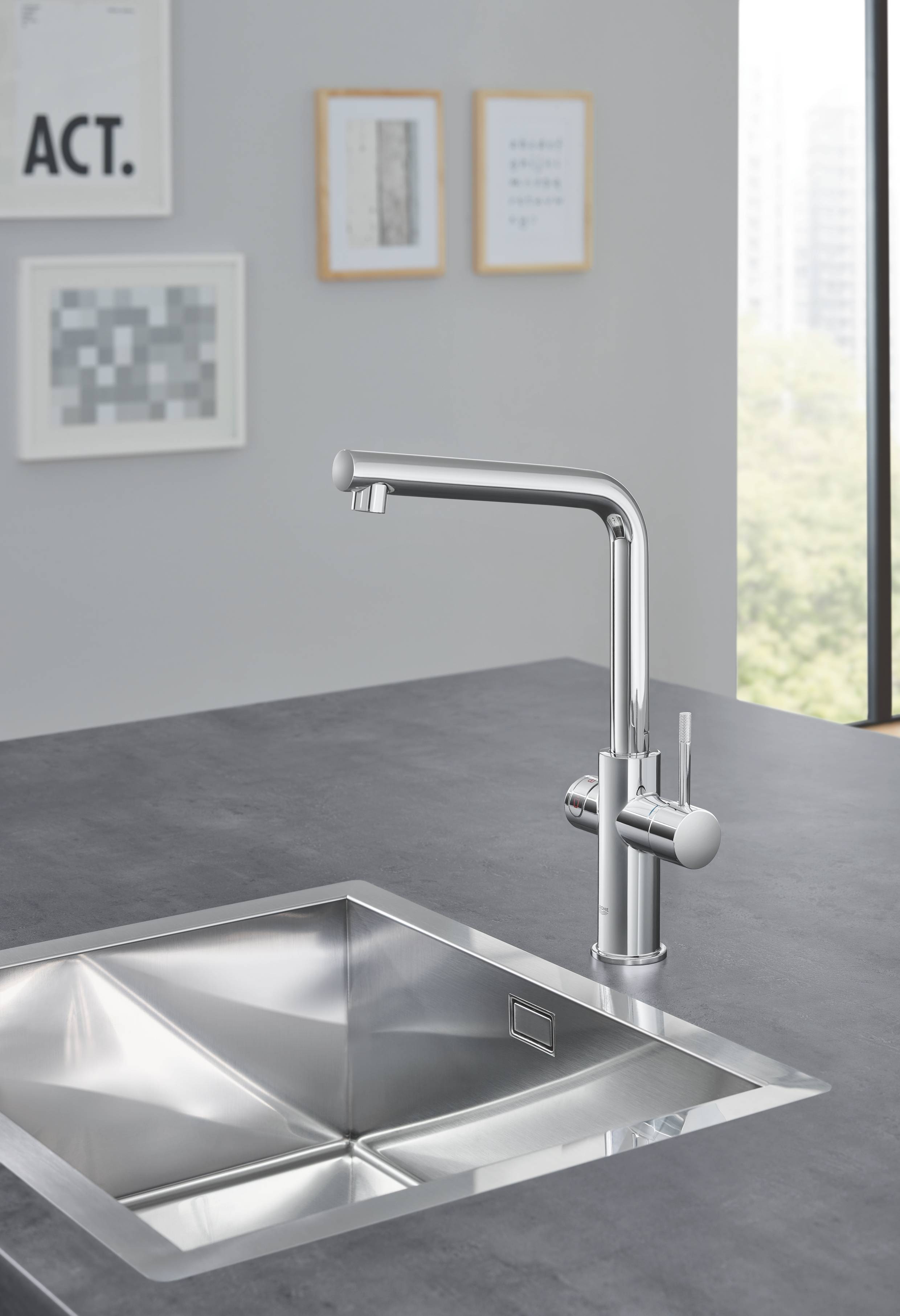 Комплект со смесителем для кухни GROHE Red Duo New, бойлер L-size, хром (30325001) - Вид №6