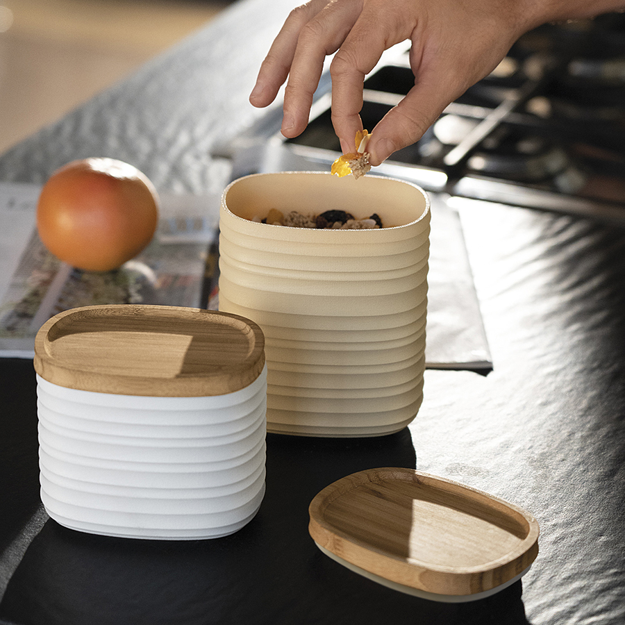 181800206 Банка для хранения с бамбуковой крышкой tierra, 1 л, желтая Guzzini  - Вид №1