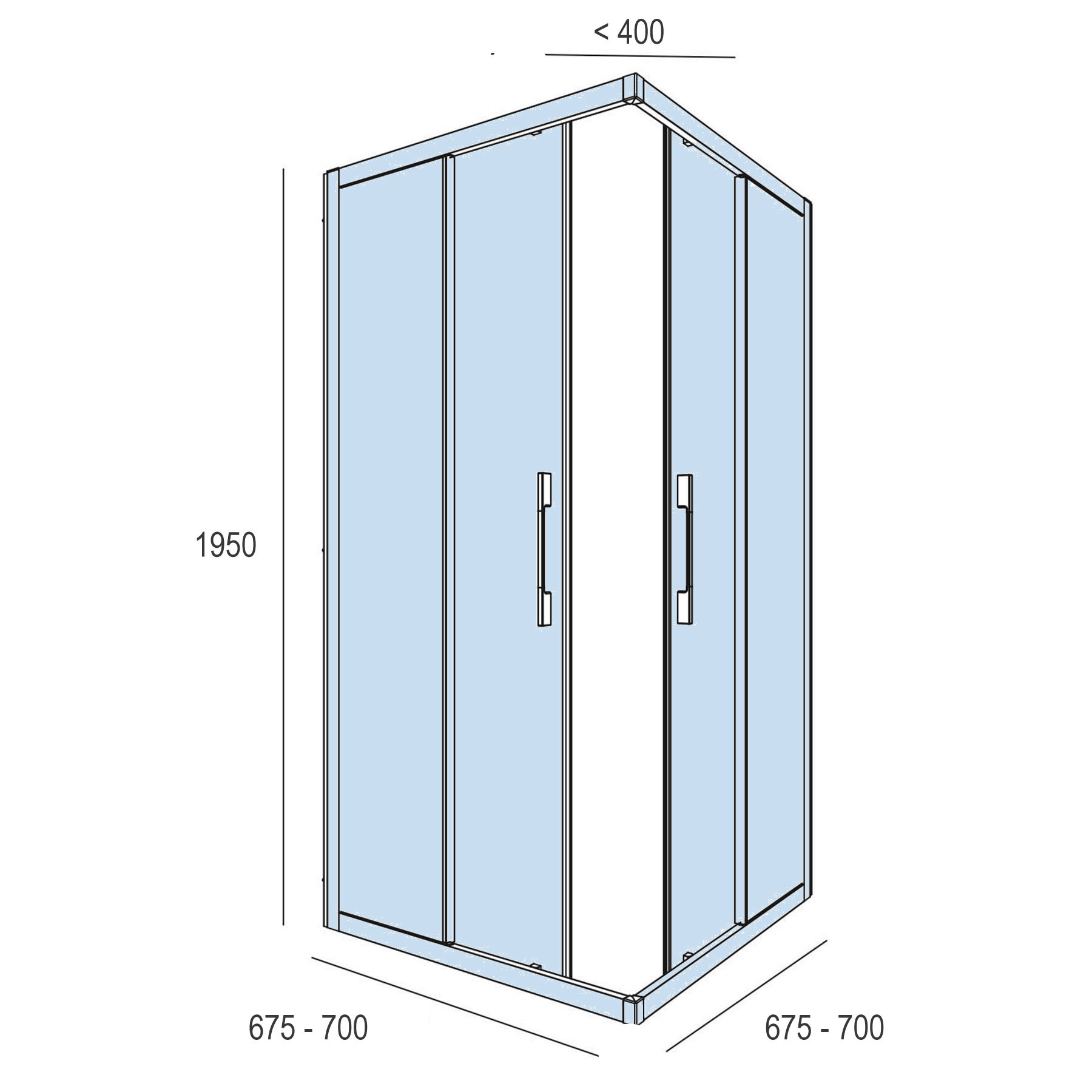 16727 SALGAR Душевая перегородка CLEAR Угловой уголок с 2D и 2FP Road Screen Print * 675 - 675 x 1950 мм - Вид №1