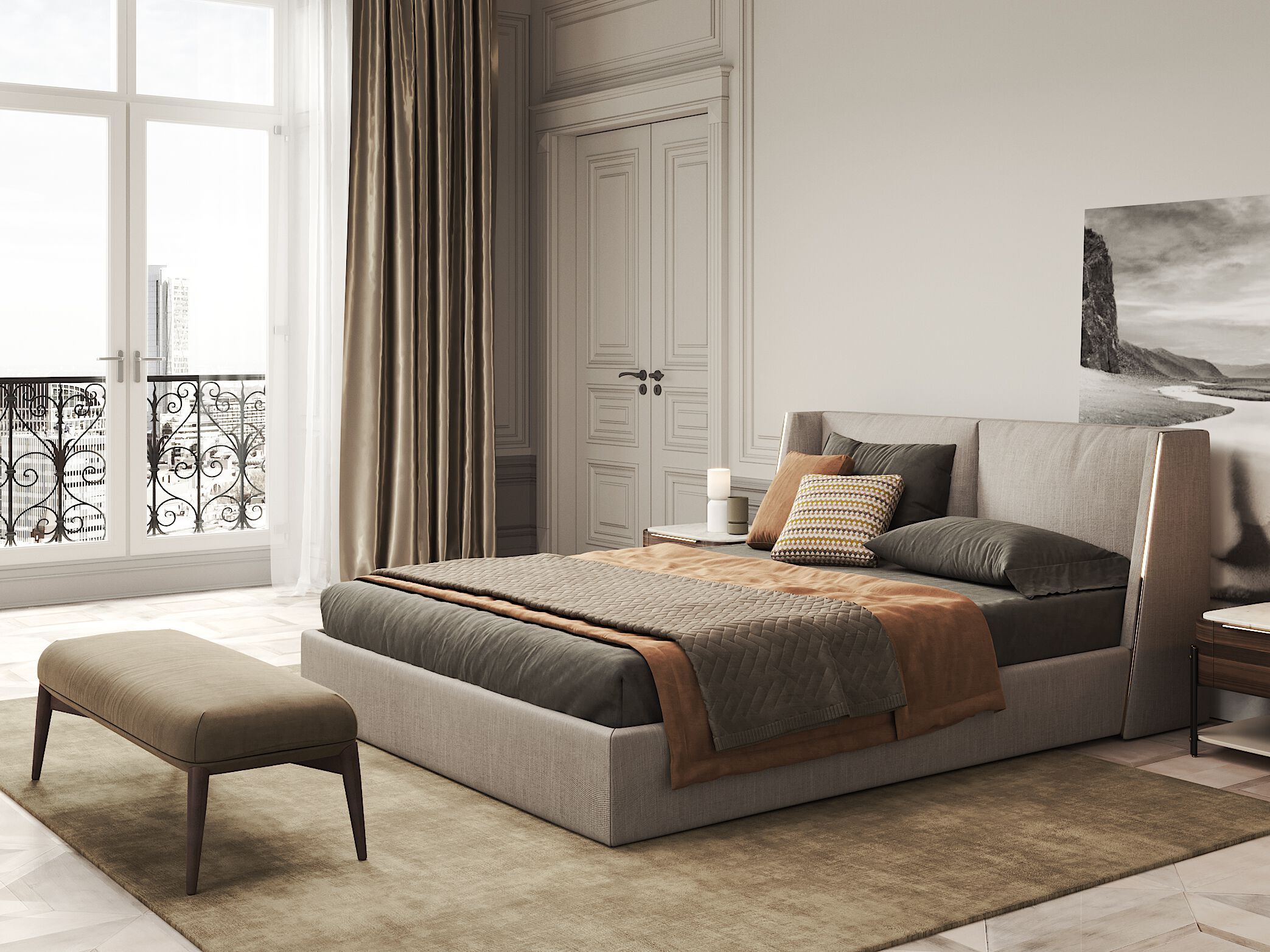 Деревянная двуспальная кровать с мягким изголовьем PRADDY Natur ARCH-00100243 - Вид №2