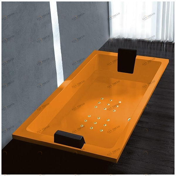 Ванна Gruppo treesse Quadra 181 V071C-DX-OZ оранжевая с золотой фурнитурой и аэромассажем прямоугольная встроенная правая STAV071CDXOZ
