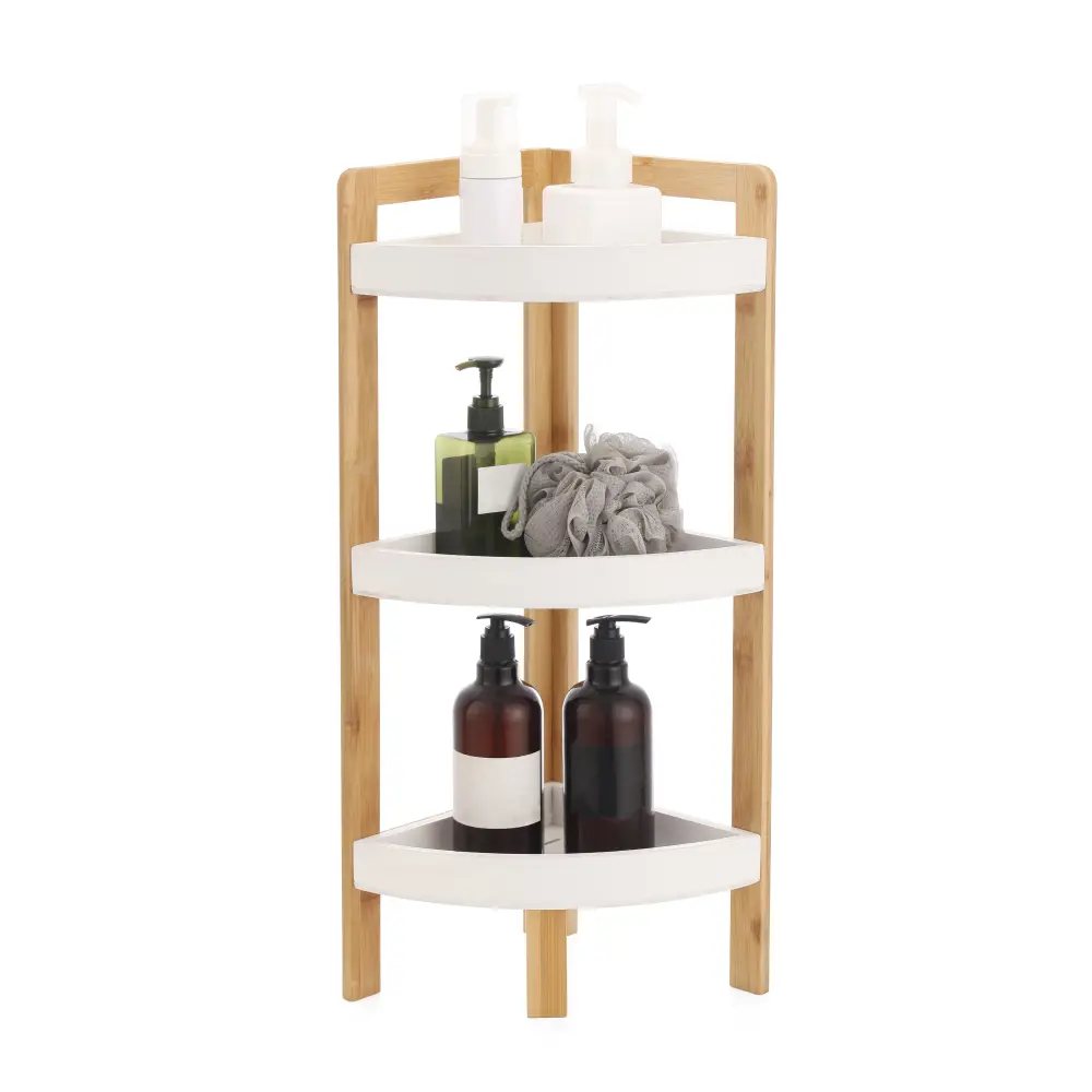 Полка для душа Lemer Nice угловая 3 яруса цвет дерево/белый STLM-2202778