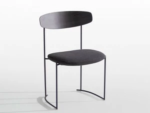 Potocco Стул на санках со спинкой из ясеня и мягким сиденьем Keel 922