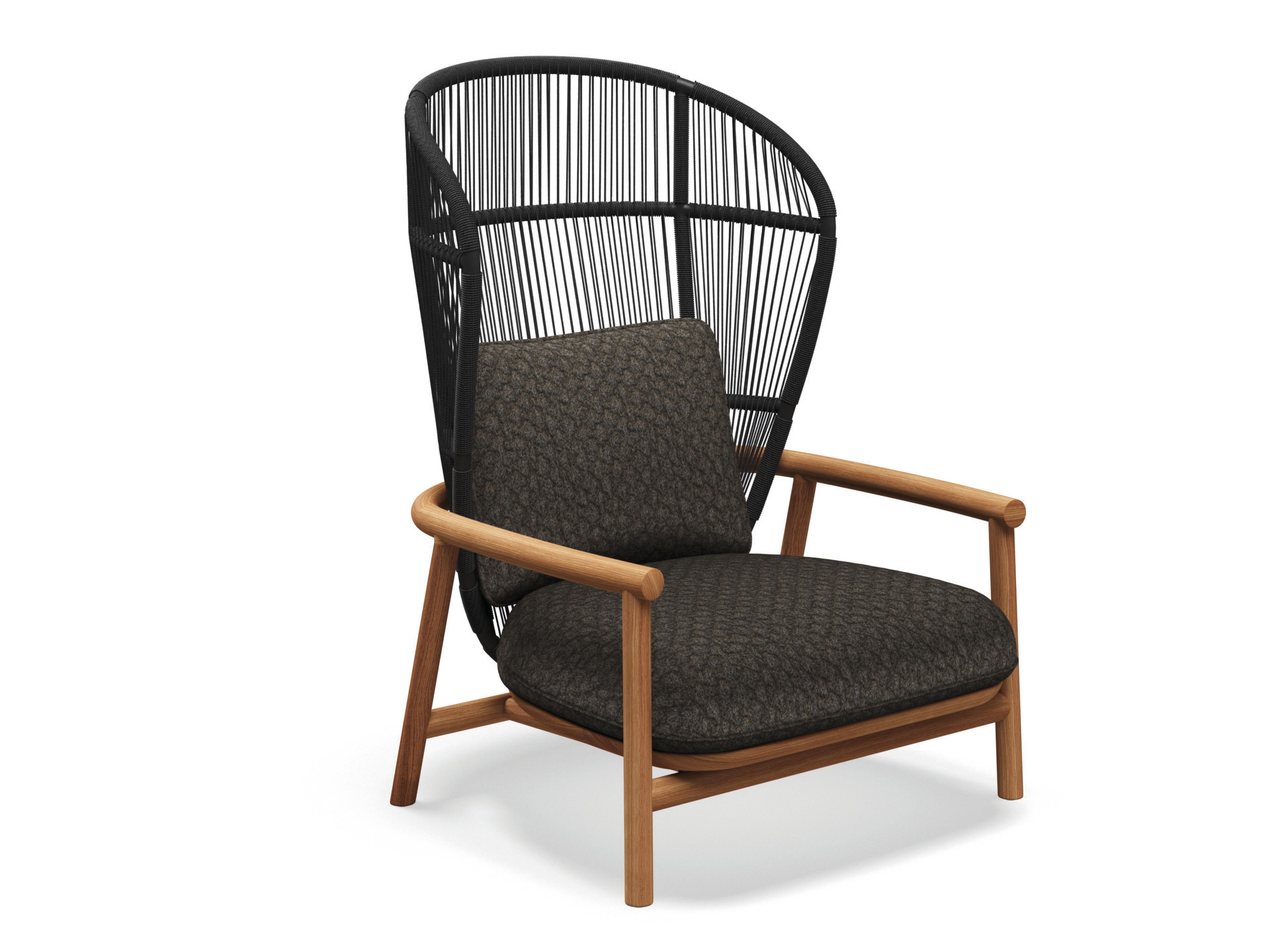 Садовое кресло из ткани и веревки с высокой спинкой и подлокотниками Gloster папоротник ARCH-00097923