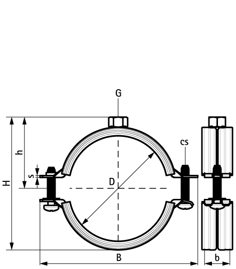 33335014 2S Хомуты с вкладышем epdm (M8) для стальных, медных, чугунных и пластиковых (многослойных) труб walraven  - Вид №1