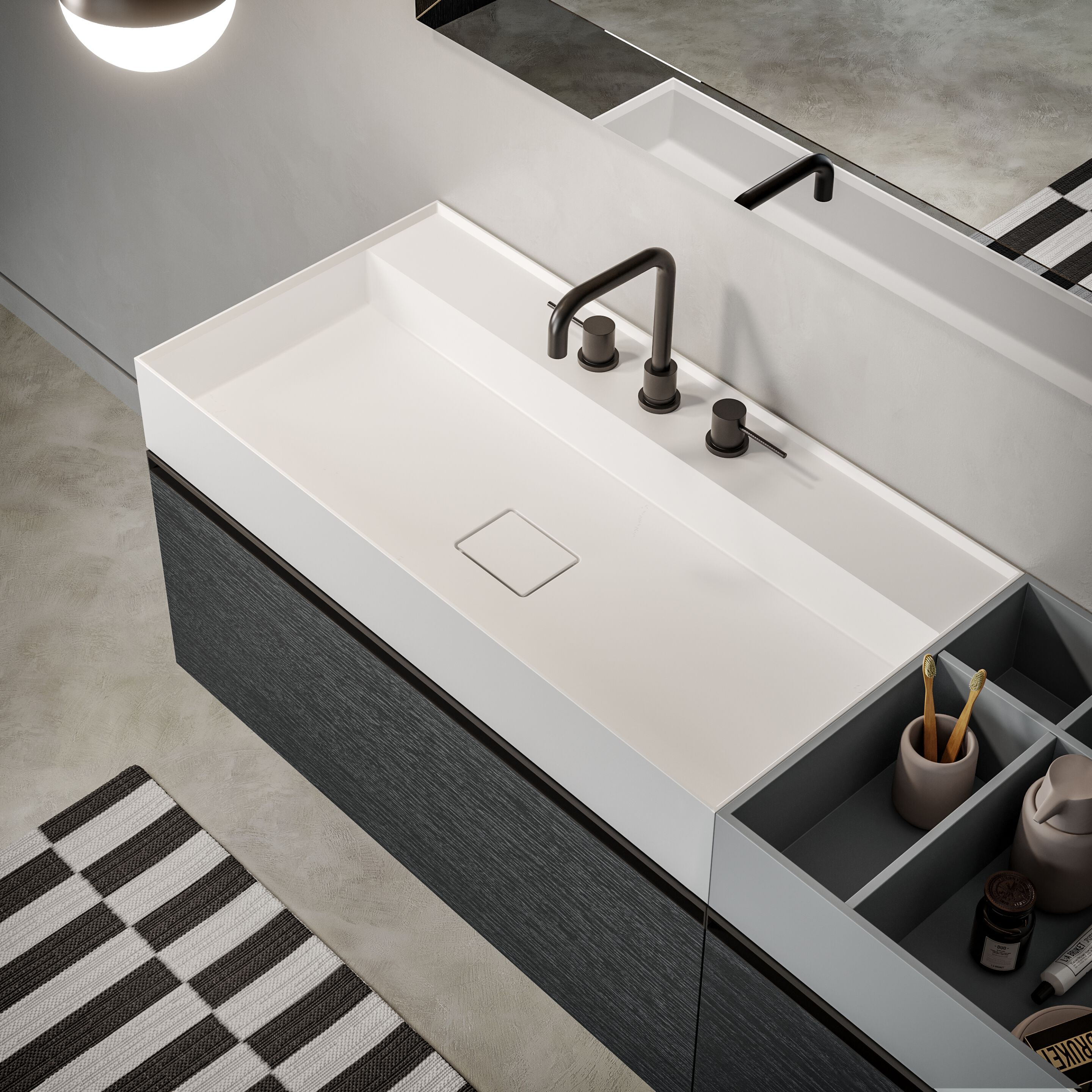 Подвесной туалетный столик с выдвижными ящиками и зеркалом Birex Deep ARCH-00125044 - Вид №1